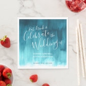 抽象芸術水彩画ティール（緑がかった色）アクア結婚のナプキン スタンダードランチョンナプキン (インサイチュ)