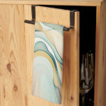 抽象芸術水彩画波。流モダン動 キッチンタオル<br><div class="desc">抽象芸術の水彩画波キッチンタオル柔らかいベージュの緑の色。のモダンカラフル流絵を描動。</div>