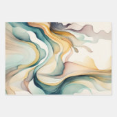 抽象芸術水彩画波。流モダン動 ラッピングペーパーシート (正面3)