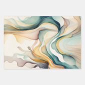 抽象芸術水彩画波。流モダン動 ラッピングペーパーシート (正面2)