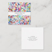 抽象芸術水彩画絵を描家のスパッタ スクエア名刺 (正面/裏面)