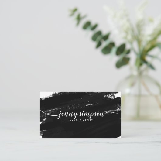 抽象芸術水彩白黒台本 名刺 (スタンド正面)