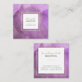 抽象芸術水彩紫と金ゴールドメイクアップアーティスト スクエア名刺 (正面/裏面)