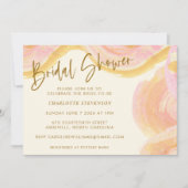 抽象芸術水彩絵を描渦ピンクブライダルシャワー 招待状 (正面)