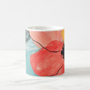 抽象芸術水彩絵画花 コーヒーマグカップ