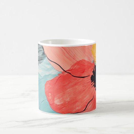 抽象芸術水彩絵画花 コーヒーマグカップ (中央)