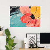 抽象芸術水彩絵画花 ポスター (ホームオフィス)