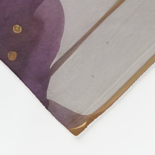 抽象芸術水彩絵画金ゴールド街並み紫 フリースブランケット (角)