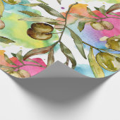 抽象芸術水彩緑オリーブブランチ ラッピングペーパー (角)