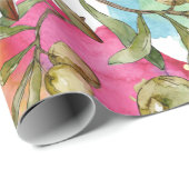 抽象芸術水彩緑オリーブブランチ ラッピングペーパー (ロールコーナー)