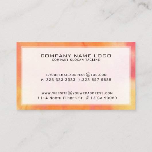 抽象芸術水彩背景オレンジと黄色 名刺 (裏面)