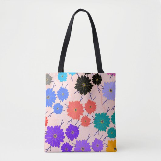 抽象芸術水彩背景(花デザイン) トートバッグ (正面)