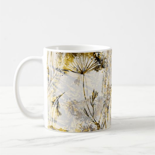 抽象芸術水彩背景:dandelion、juniper コーヒーマグカップ (左)
