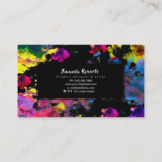 抽象芸術水彩花アーティストの名刺 名刺 (裏面)