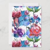 抽象芸術水彩花リース結婚ズ 招待状 (裏面)