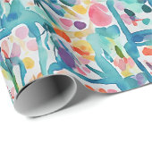 抽象芸術水彩花模様 ラッピングペーパー (ロールコーナー)