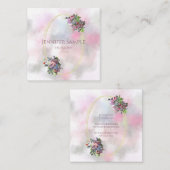 抽象芸術水彩花金ゴールドフレームシックモダン スクエア名刺 (正面/裏面)