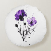 抽象芸術水彩花 ラウンドクッション (裏面)