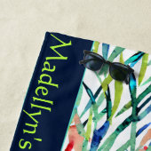 抽象芸術水彩葉結婚モノグラモダンム ビーチタオル (インサイチュ)