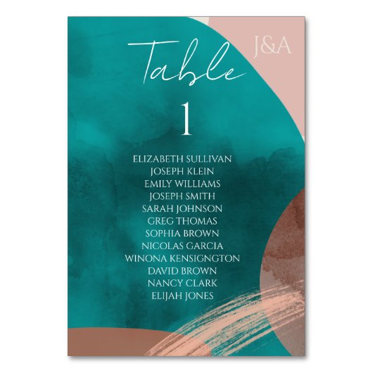 抽象芸術水彩表番号カード テーブルナンバー (正面)