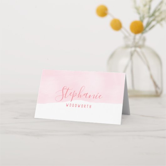 抽象芸術水彩赤面ピンク座席表 プレイスカード (正面)