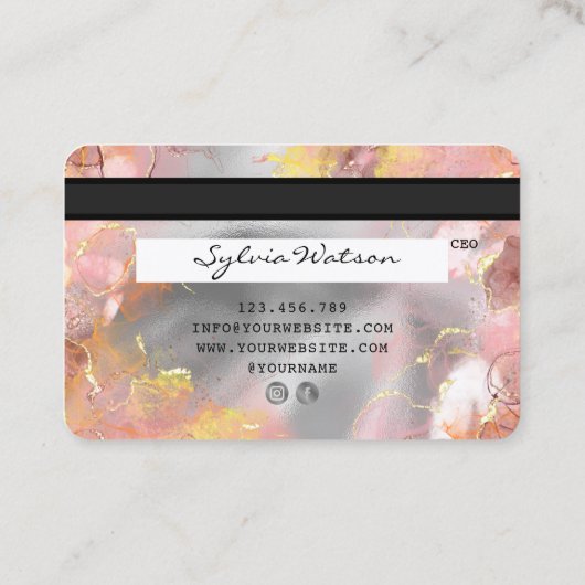 抽象芸術水彩追加ロゴクレジットカードスタイル 名刺 (裏面)