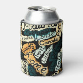 抽象芸術水彩都市、大文字パターン 缶クーラー (缶正面)