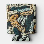 抽象芸術水彩都市、大文字パターン 缶クーラー (裏面)