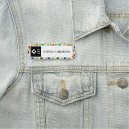 抽象芸術水彩金ゴールドグリッターアート+あなたのロゴ 名札