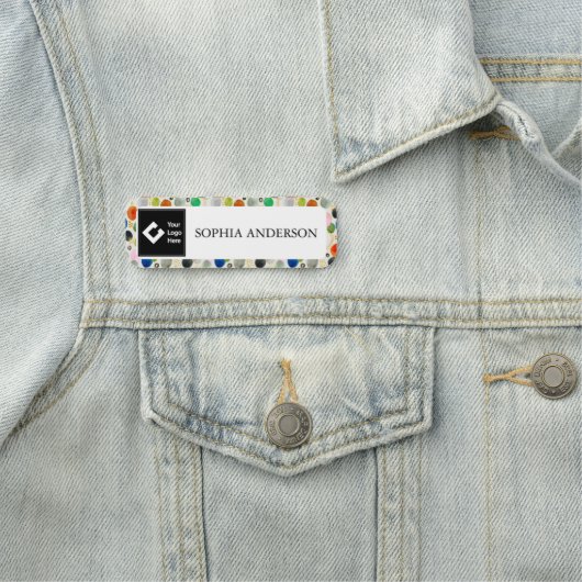 抽象芸術水彩金ゴールドグリッターアート+あなたのロゴ 名札 (インサイチュ)