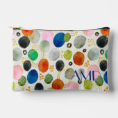 抽象芸術水彩金ゴールドグリッターアート+モノグラム アクセサリーポーチ (正面)
