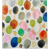 抽象芸術水彩金ゴールドグリッター芸術 シャワーカーテン (正面)