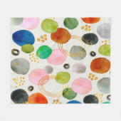 抽象芸術水彩金ゴールドグリッター芸術 フリースブランケット (正面(横))