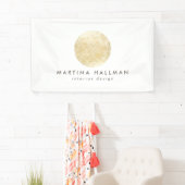 抽象芸術水彩金ゴールド円のロゴ（白） 横断幕 (インサイチュ)