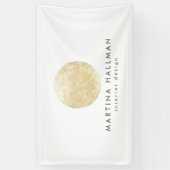 抽象芸術水彩金ゴールド円のロゴ（白） 横断幕 (縦)