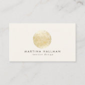抽象芸術水彩金ゴールド円ロゴアイボリー 名刺 (正面)