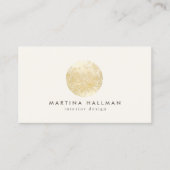 抽象芸術水彩金ゴールド円ロゴアイボリー 名刺 (正面)
