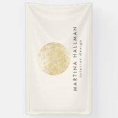 抽象芸術水彩金ゴールド円ロゴアイボリー 横断幕 (縦)