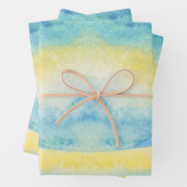 抽象芸術水彩青海と黄日 ラッピングペーパーシート (インサイチュ)