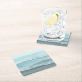 抽象芸術水彩青海 スクエアペーパーコースター (インサイチュ)