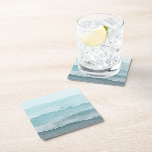 抽象芸術水彩青海 スクエアペーパーコースター (インサイチュ)