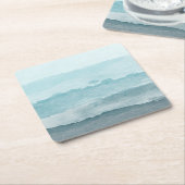 抽象芸術水彩青海 スクエアペーパーコースター (アングル)