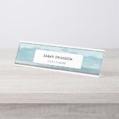 抽象芸術水彩青海 デスクネームプレート (正面)