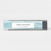 抽象芸術水彩青海 デスクネームプレート (正面)