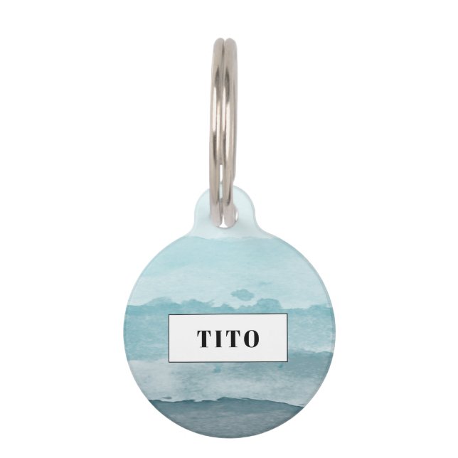 抽象芸術水彩青海 ペット　ネームタグ (正面)