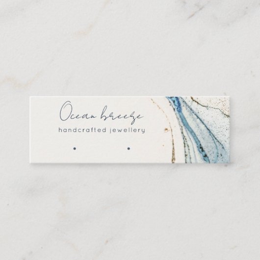 抽象芸術水彩青金ゴールドスタッドイヤリングホルダー スキニー名刺 (正面)