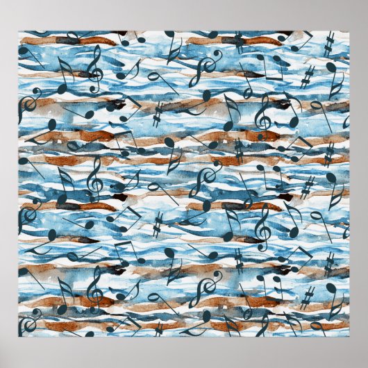 抽象芸術水彩音符のパターン。 ポスター (正面)