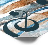 抽象芸術水彩音符のパターン。 ポスター (角)