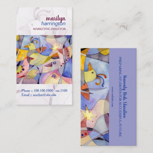 抽象芸術水彩鳥 名刺 (正面/裏面)