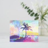 抽象芸術水彩 – ビーチ夕日I ポストカード (スタンド正面)